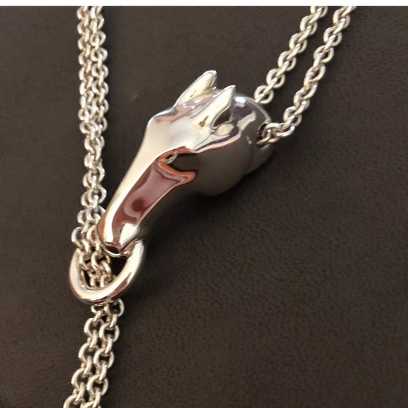 Hermes Jewelry - Hermes Sterling Silver Au Galop Horse Necklace
